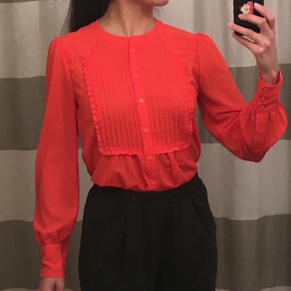 Orange Victorian Blouse JCrew - Picture 4 of 8